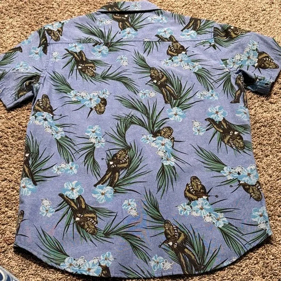 Star Wars Blue Floral Men's Casual Button Up Shirt - Picture 3 of 4